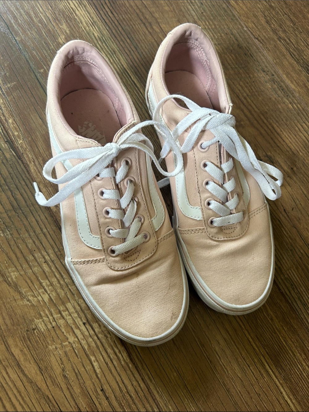 Vans Women’s Blush Pink Low-Top Canvas Sneakers with White Stripe